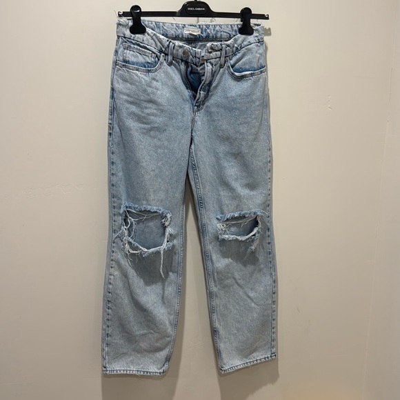 Good American Denim - Good American Good Girlfriend Ripped Side Hem Jeans